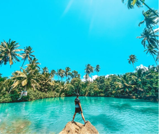 man in a beach landscape
